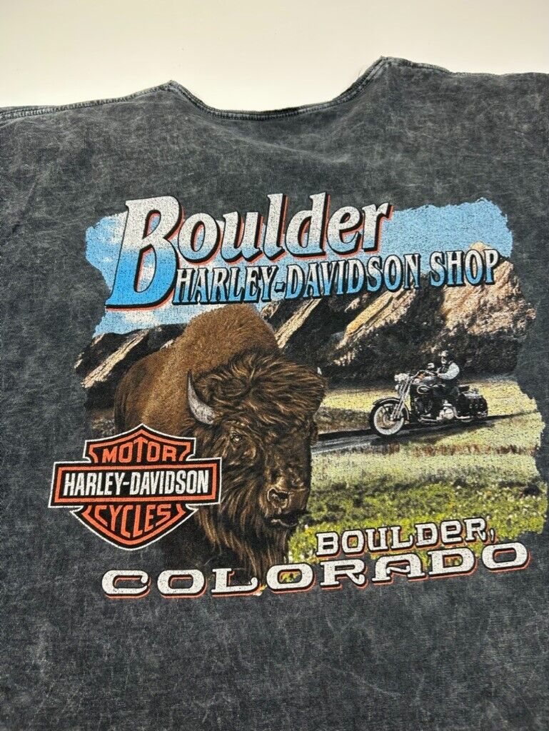 Harley Davidson Boulder Colorado Motorcycle Graphic T-Shirt Size Large