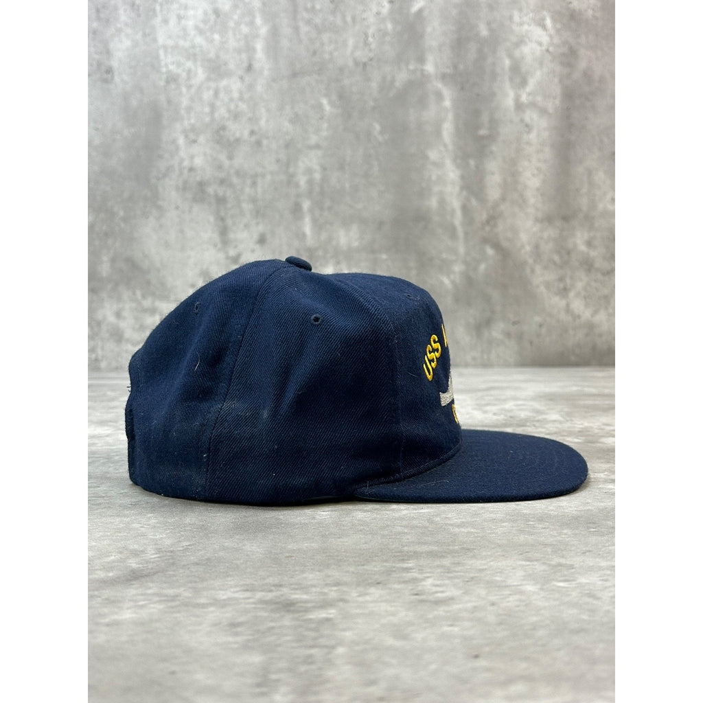 Vintage USS Albany US Navy Military Embroidered Patch Snapback Hat OSFA