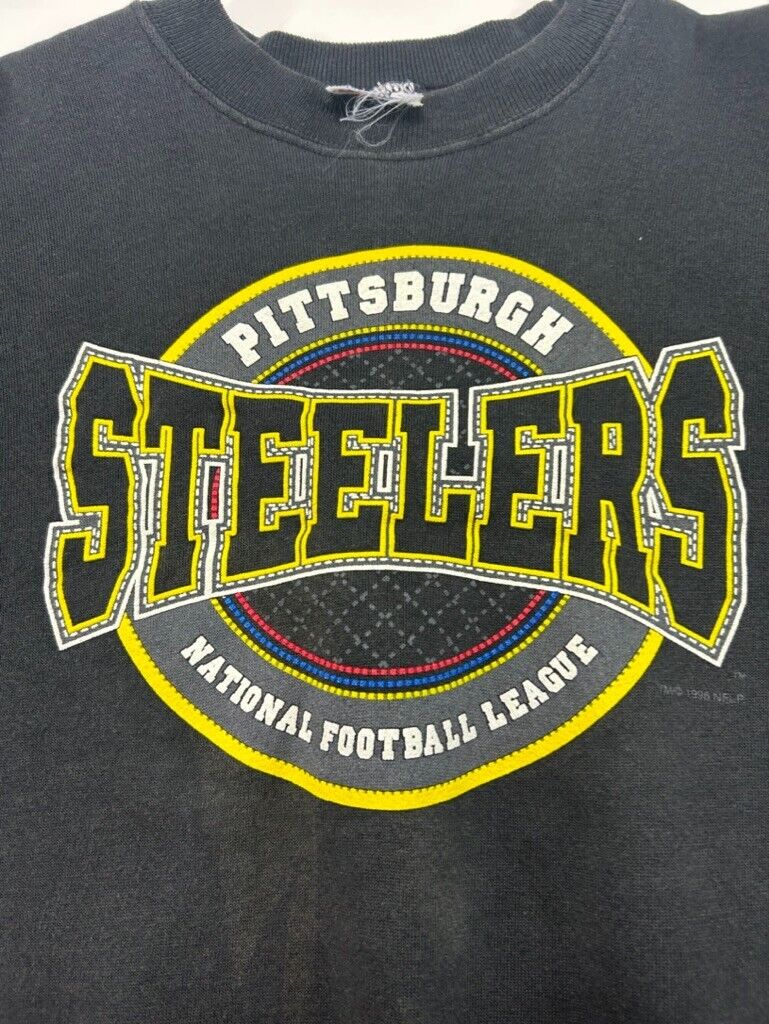 Vintage 1996 Pittsburgh Steelers NFL Graphic Spellout Sweatshirt Size Small 90s