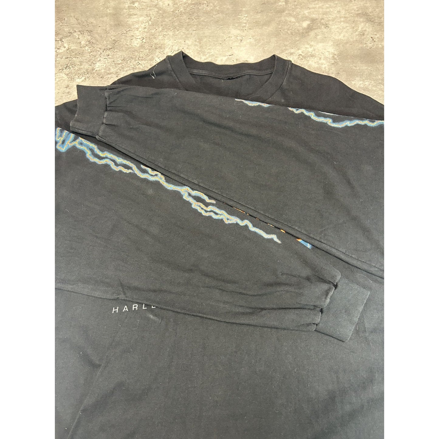 Vintage 2002 Harley Davidson Motorcycles Lightning Long Sleeve T-Shirt XL Black