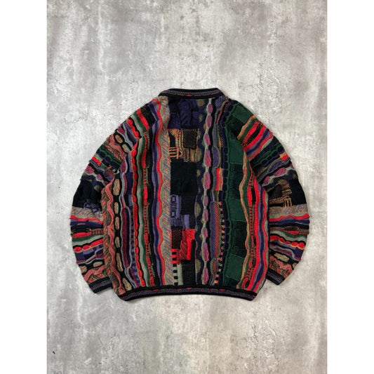 Vintage 90s Tundra Abstract 3D Print Pullover Knit Sweater Size XL
