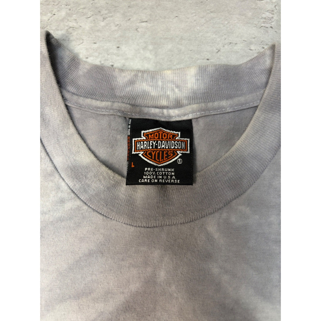 Vintage 1998 Harley Davidson Bald Eagle Graphic Tye Dye T-Shirt Size Large