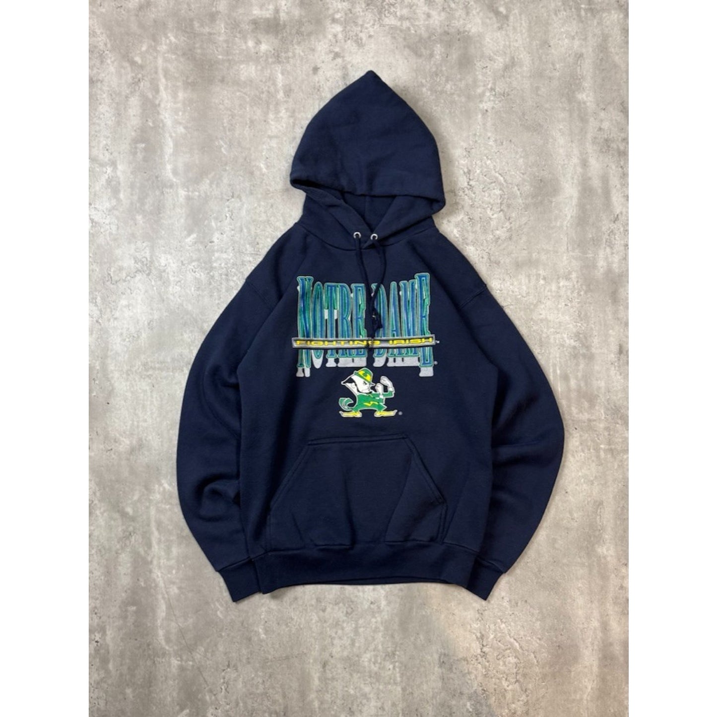 Vintage 90s Notre Dame Fighting Irish NCAA Graphic Hooded Sweatshirt Size Medium