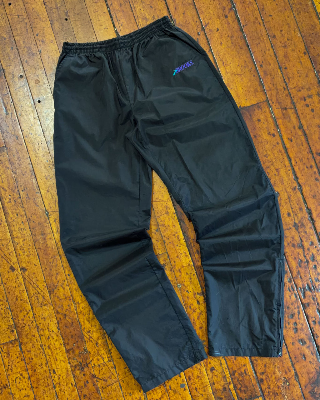 Vintage 90s Brooks Embroidered Spellout Logo Nylon Windbreaker Pants Size Small