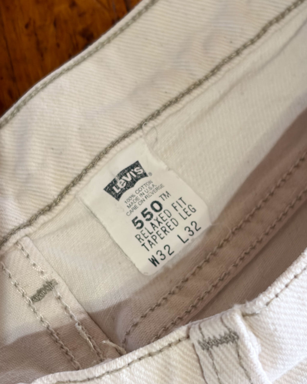 Vintage 90s Levis Red Tab 550 White Denim Pants Size 31