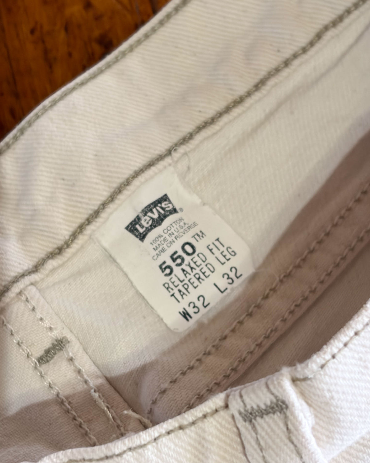 Vintage 90s Levis Red Tab 550 White Denim Pants Size 31