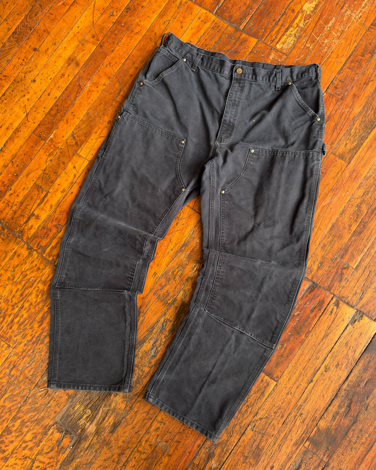 Vintage Carhartt Canvas Workwear Black Carpenter Double Knee Pants Size 39