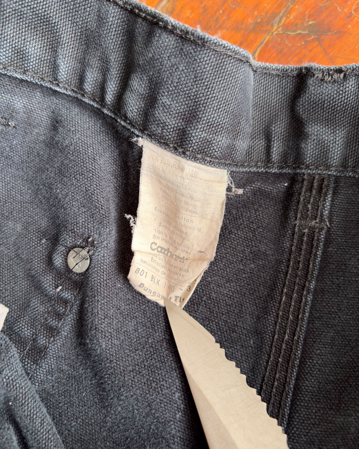Vintage Carhartt Canvas Workwear Black Carpenter Double Knee Pants Size 39