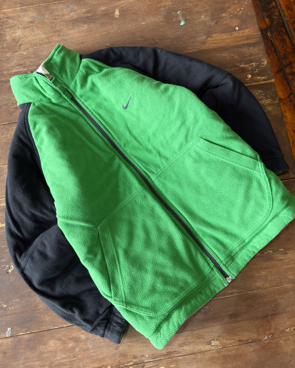 Vintage Youth Y2K Nike Two Tone Embroidered Swoosh Reversible Full Zip Jacket Size M 10-12
