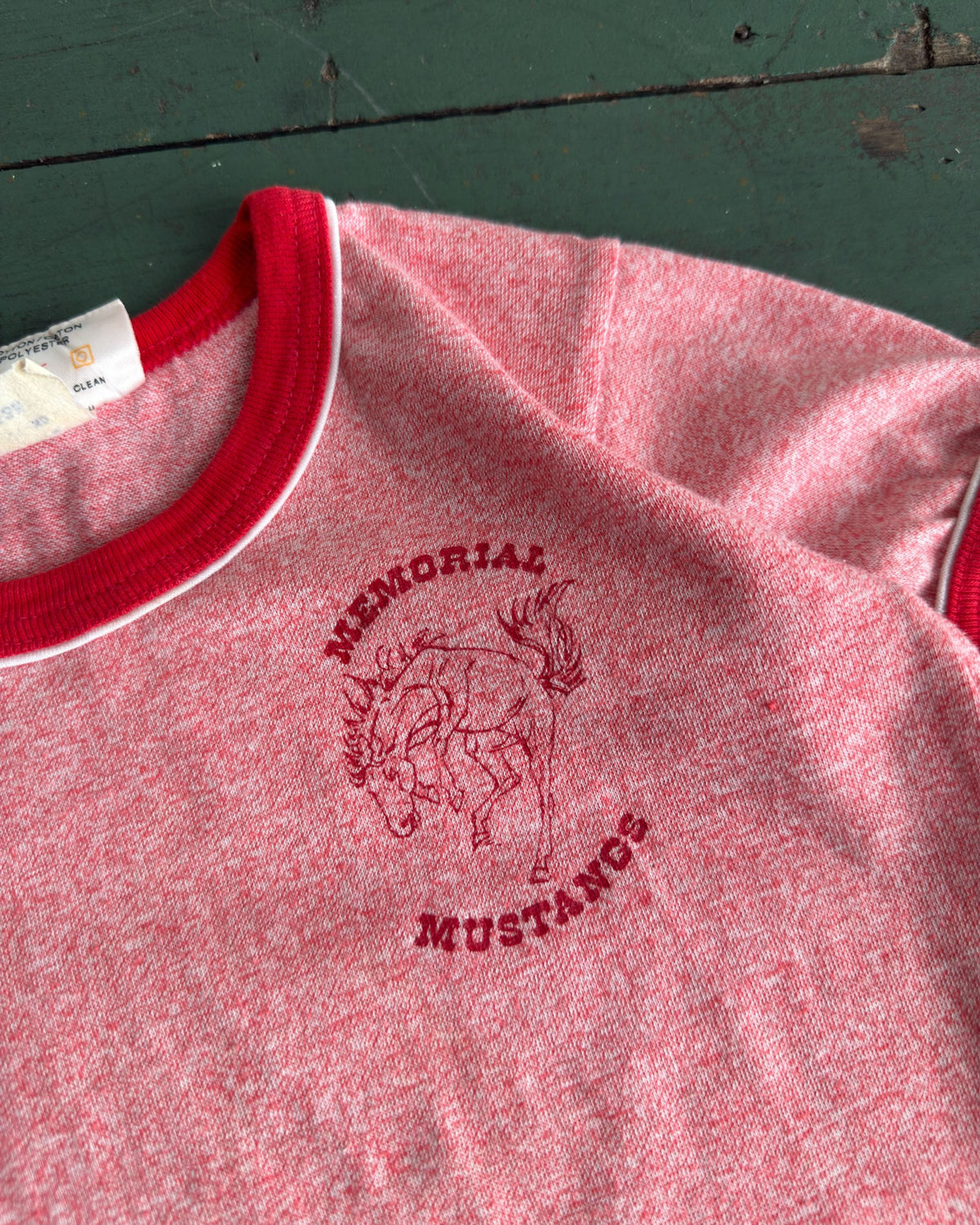 Vintage Youth 80s/90s Memorial Mustangs Tonal Ringer T-Shirt Size Small