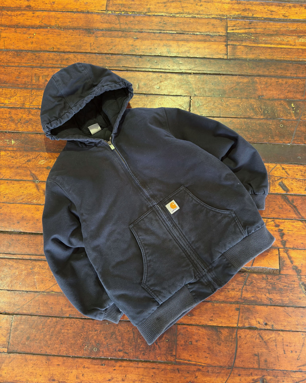 Vintage Youth Carhartt Canvas Workwear Hooded Active Jacket Size L 14-16