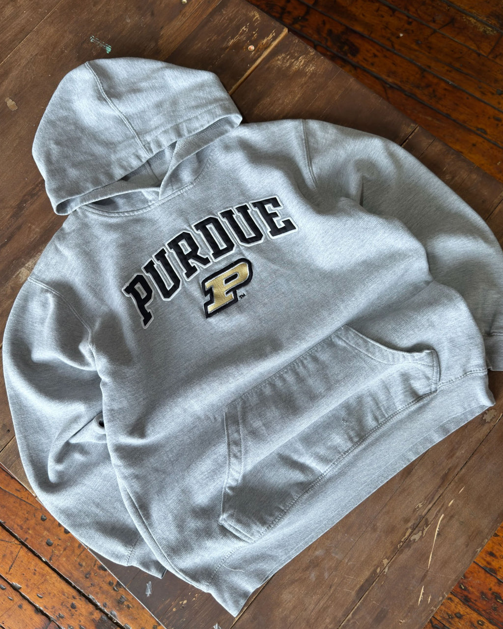 Vintage Youth Purdue Boilermakers NCAA Embroidered Spellout Hooded Sweatshirt Size XL 14-16