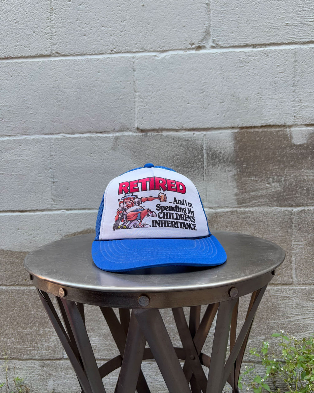 Vintage 80s/90s Retired & Spending My Childrens Inheritance Trucker Snapback Hat OSFA
