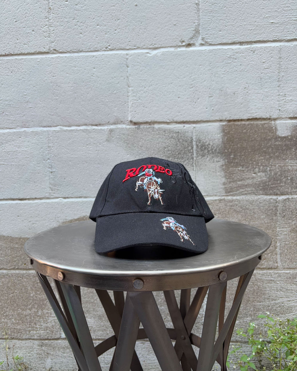 Vintage Rodeo Embroidered Spellout Graphic Strapback Hat OSFA