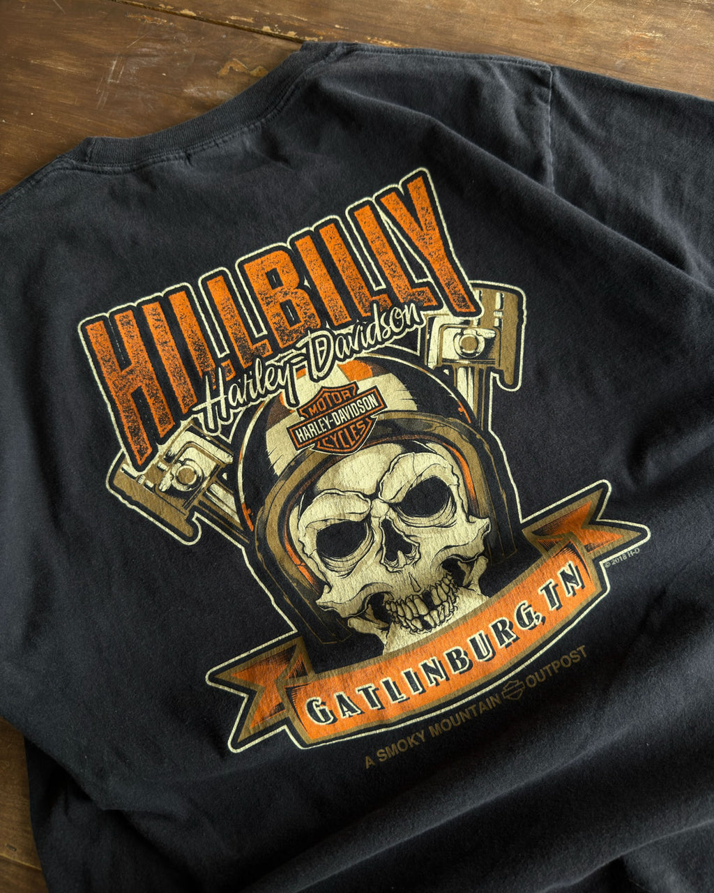Vintage Harley Davidson Motorcycles Hillbilly Skull Graphic T-Shirt Size Large