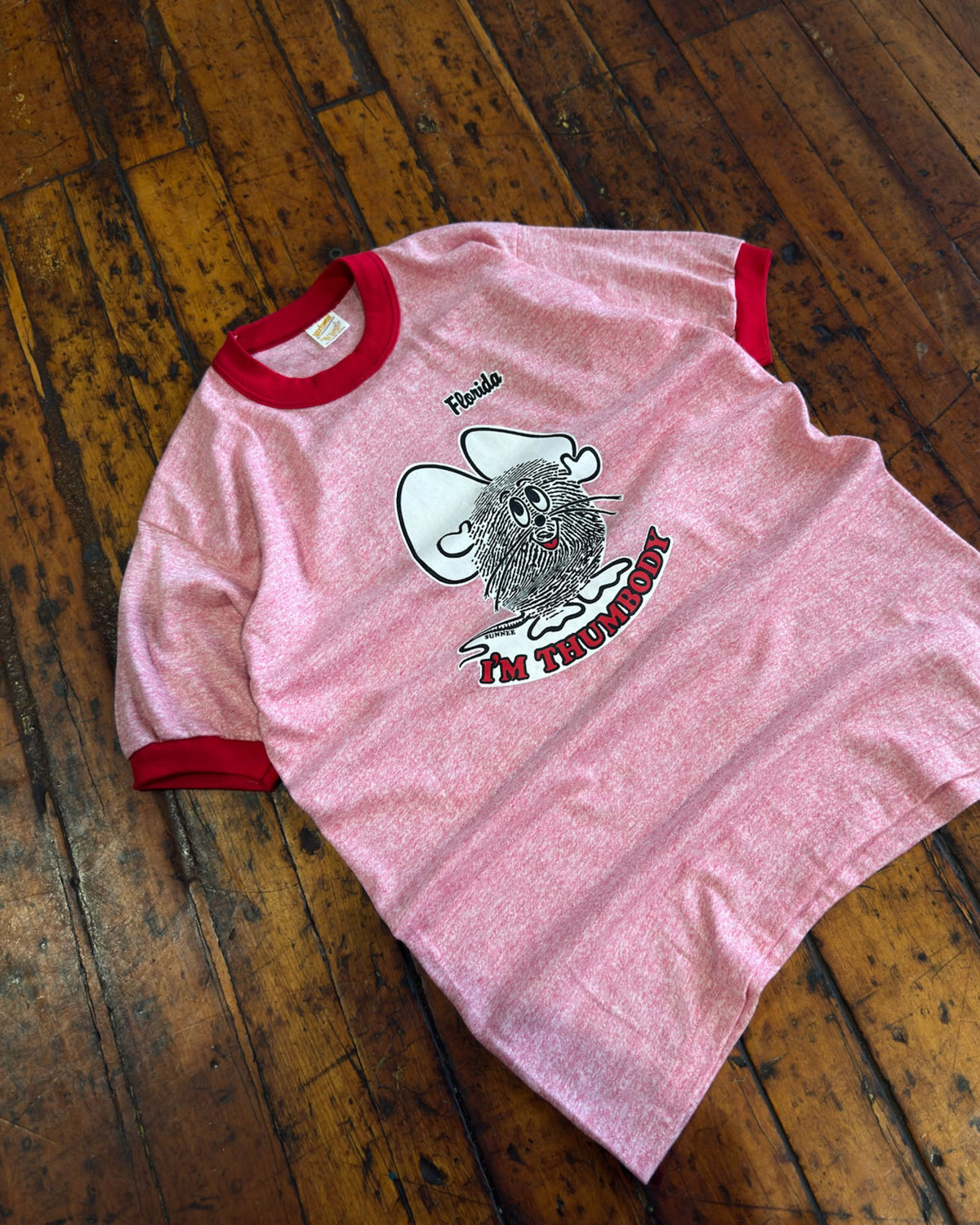 Vintage 70s/80s Im Thumbody Cartoon Graphic Destination Ringer T-Shirt Size L