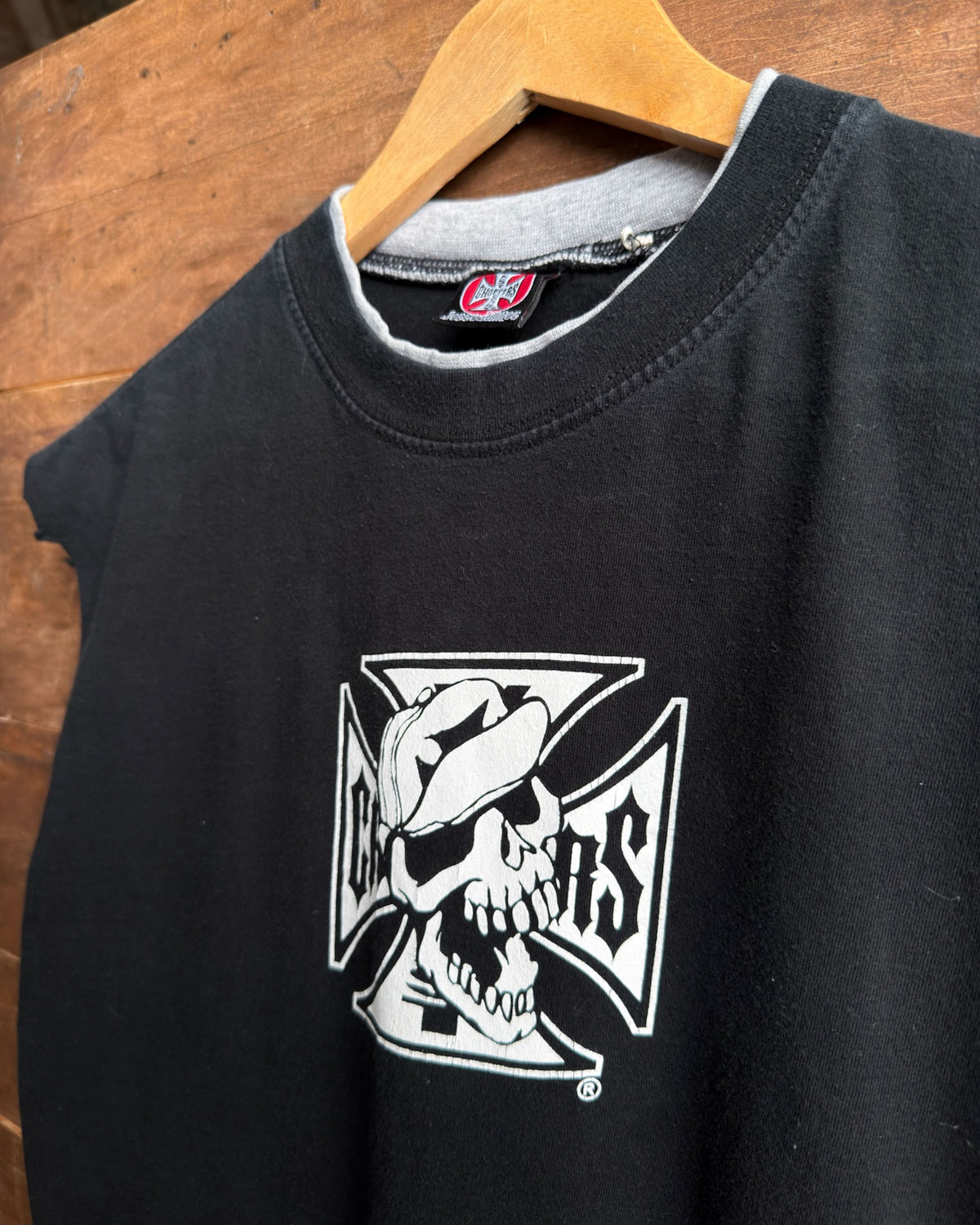 Vintage West Coast Choppers Skeleton Motorcycle Cut Sleeve T-Shirt Size Large