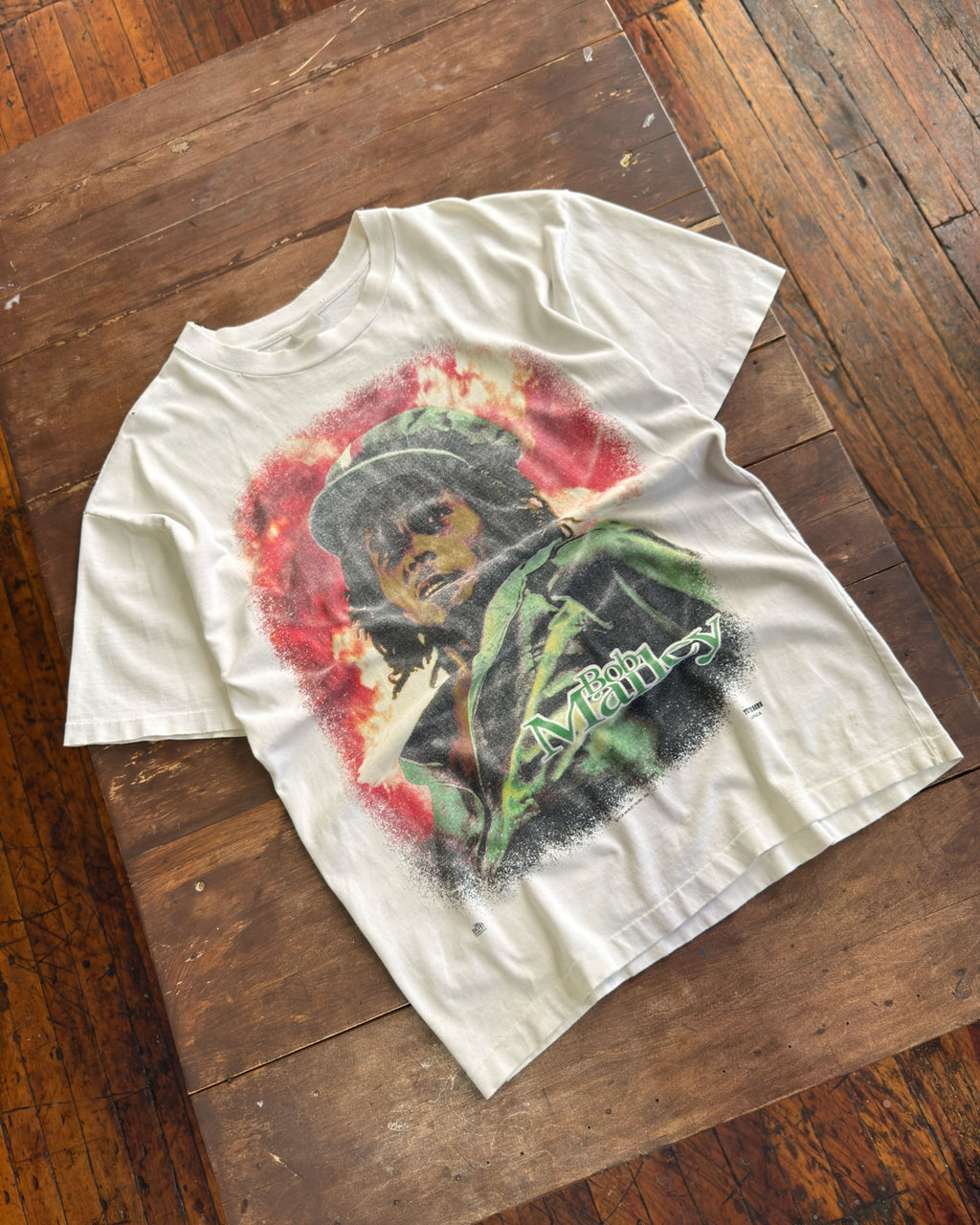 Vintage 90s Bob Marley Portrait Graphic Reggae Music T-shirt Size Large