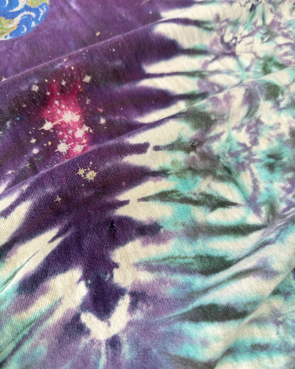 Vintage 90s Galaxy Liquid Blue All Over Print Graphic T-Shirt Size XL