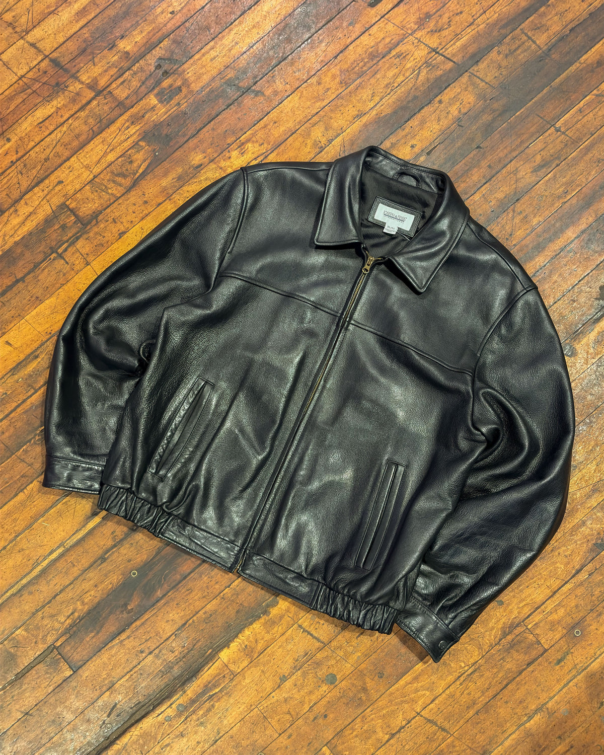 Vintage Joseph & Feiss Full Zip Leather Bomber Jacket Size XL
