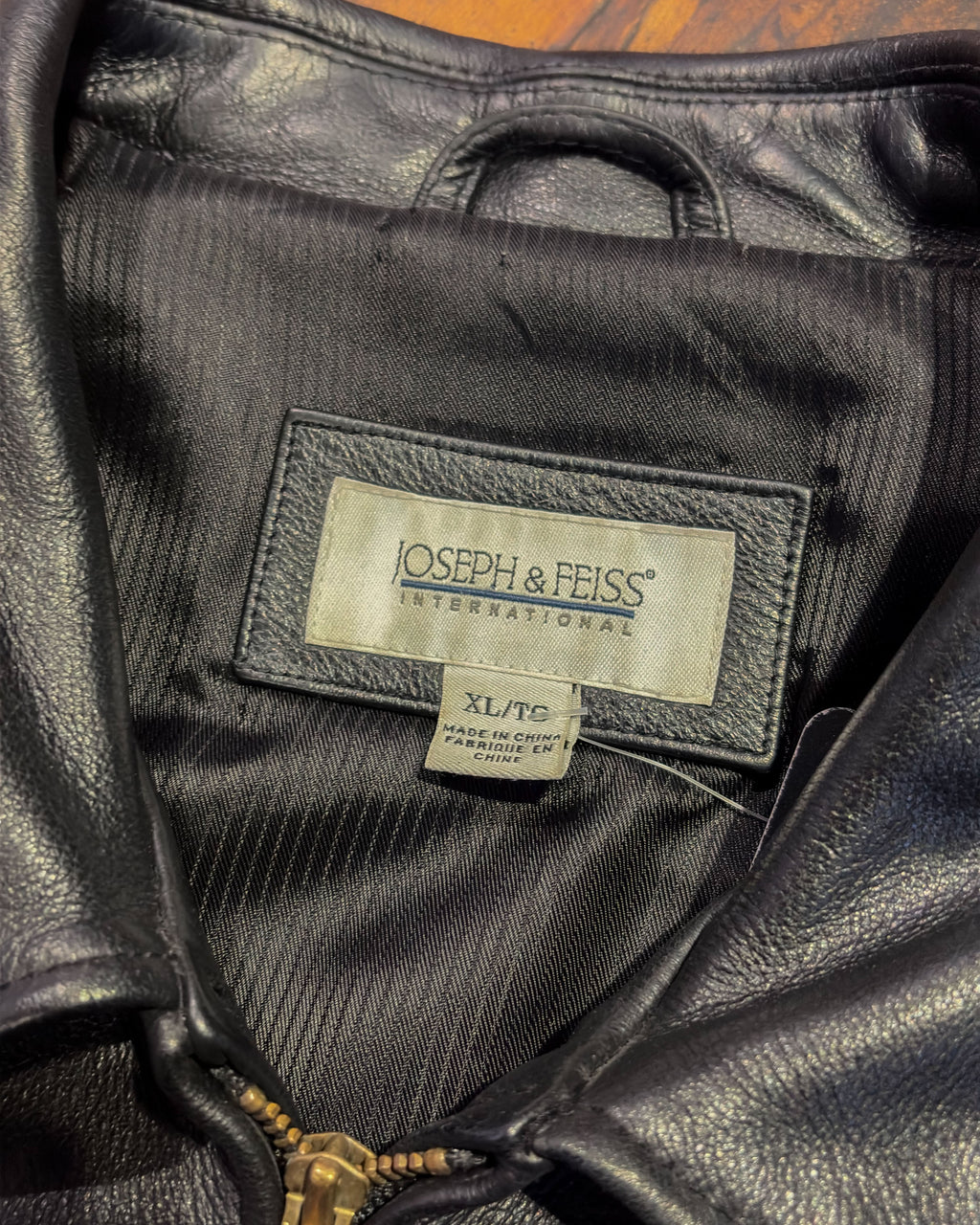 Vintage Joseph & Feiss Full Zip Leather Bomber Jacket Size XL