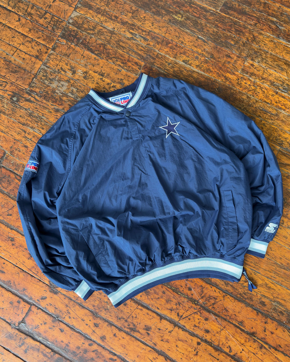 Vintage 90s Dallas Cowboys NFL 1/4 Button Pullover Starter Jacket Size 2XL