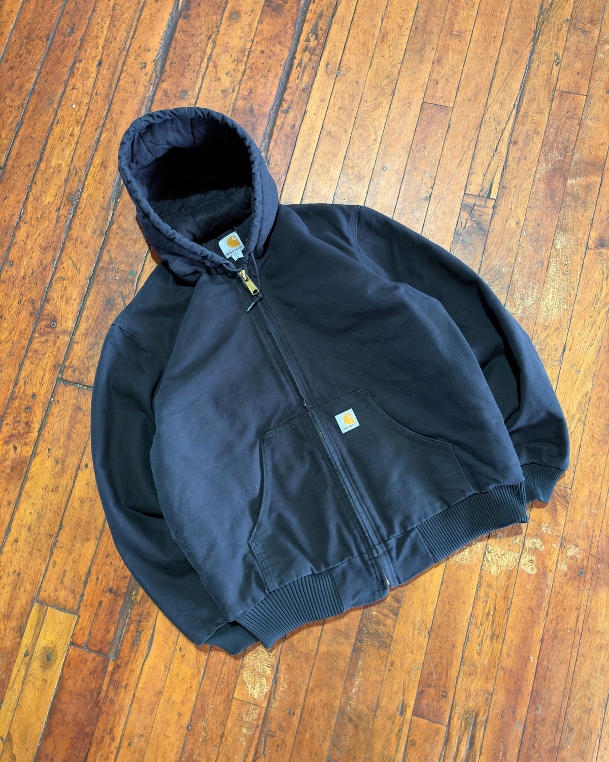 Vintage Carhartt Quilted Lined Canvas Workwear Hooded Active Jacket Size Medium