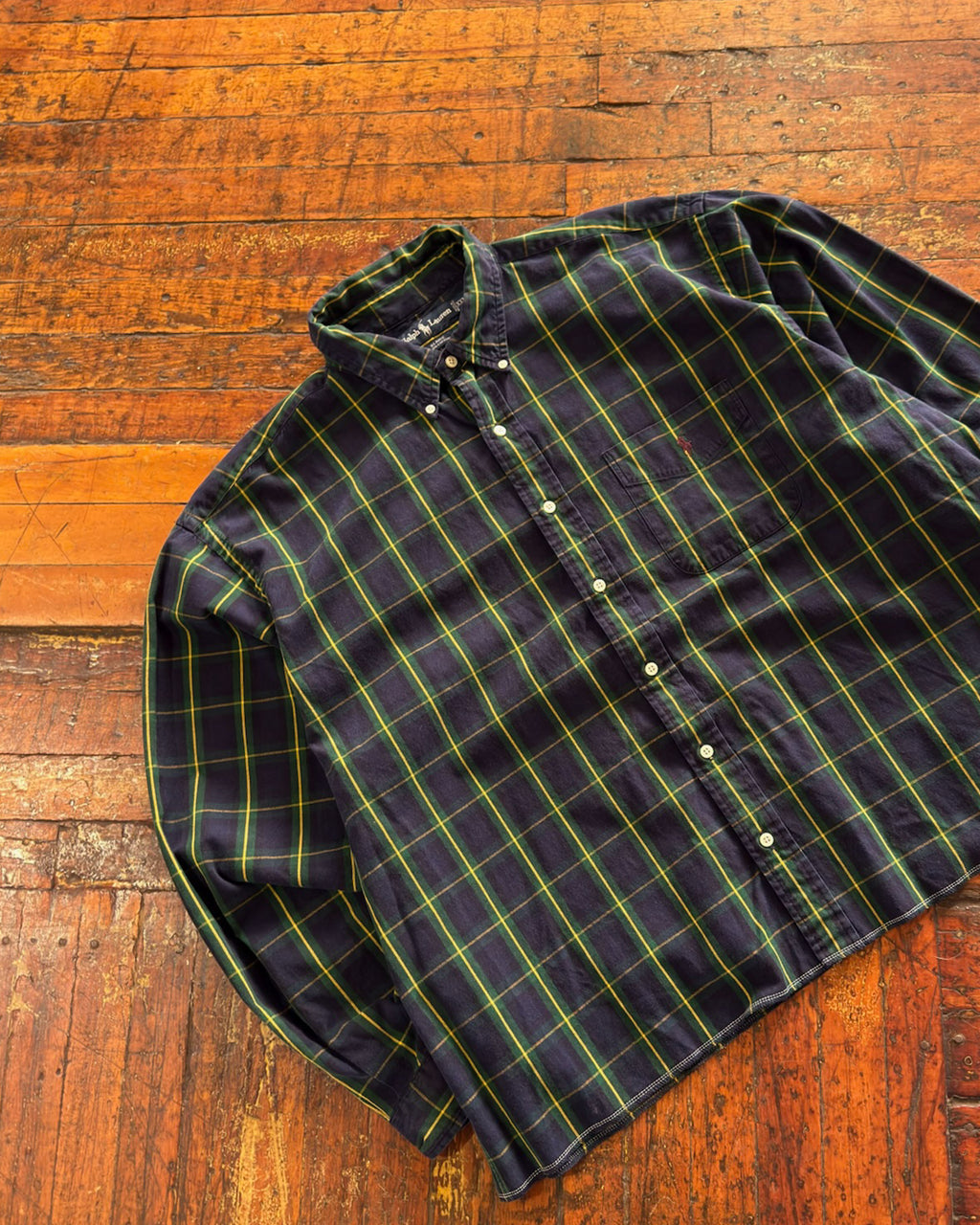 Vintage Polo Ralph Lauren Single Pocket Reworked Cropped Button Up Size Large