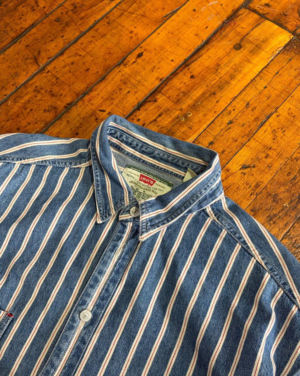 Vintage 90s Levis Red Tab Pinstriped Long Sleeve Button Up Size XL