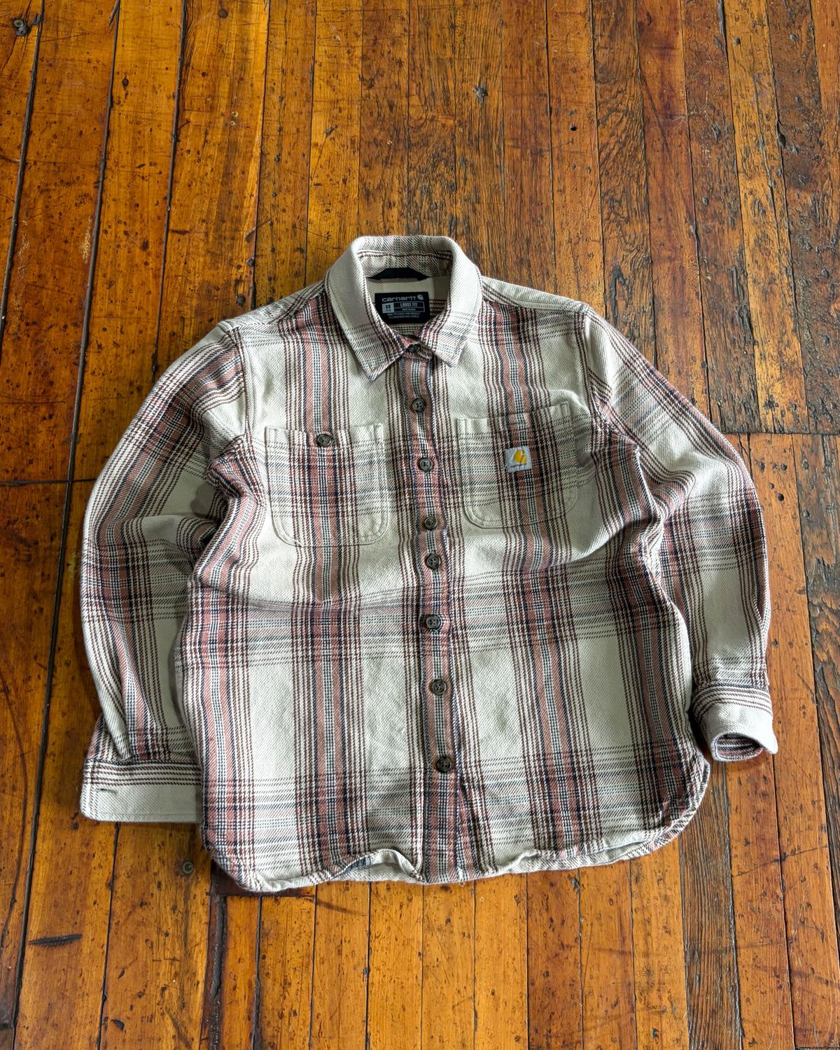 Vintage Carhartt Loose Fit Heavyweight Plaid Long Sleeve Button Up Size XS