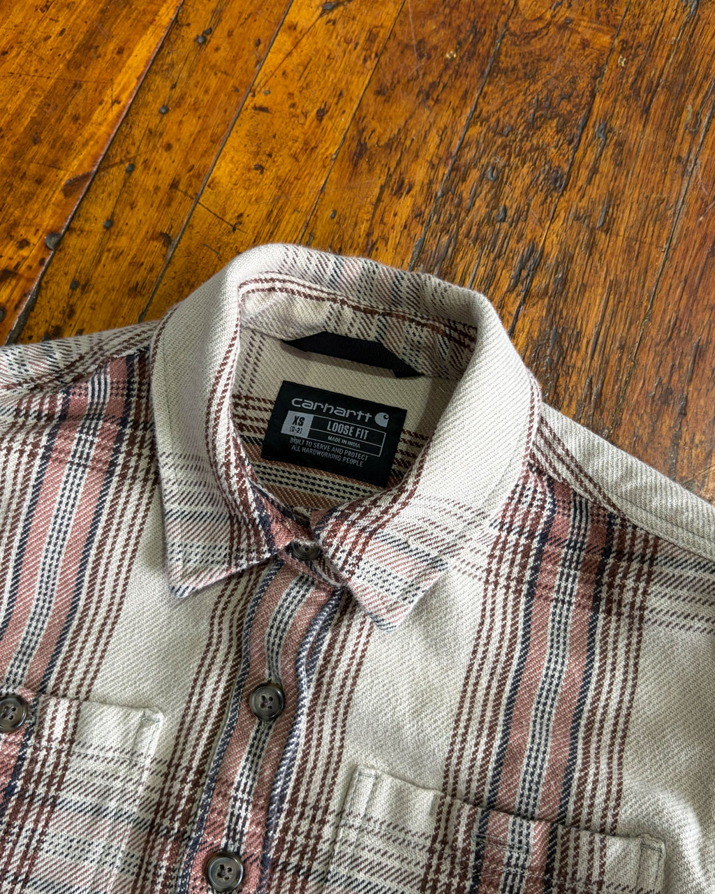 Vintage Carhartt Loose Fit Heavyweight Plaid Long Sleeve Button Up Size XS