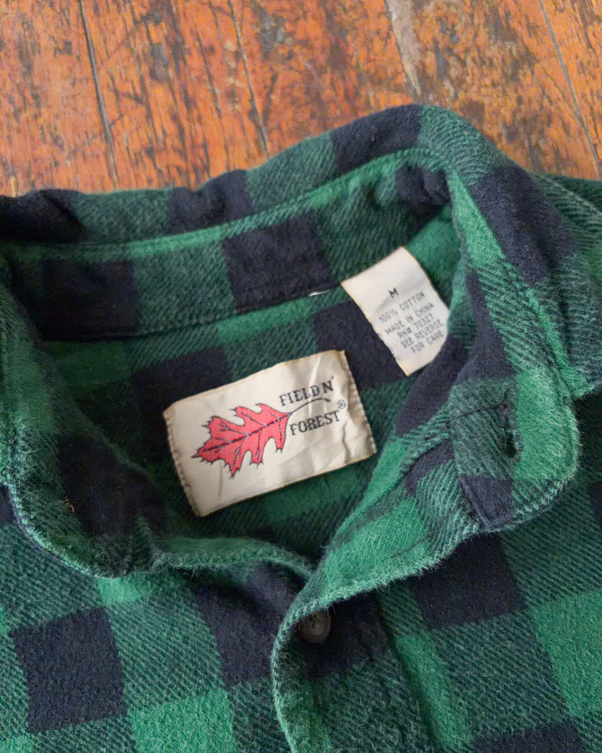 Vintage 90s Field & Forest Green Plaid Heavy Weight Long Sleeve Button Up Size Medium