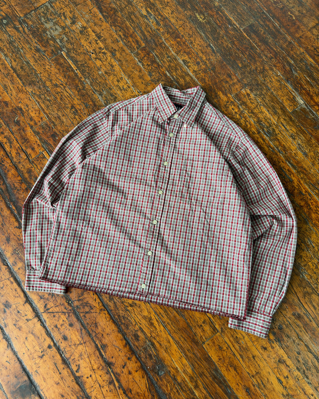 Vintage Gap Plaid Single Pocket Reworked Cropped Button Up Size Medium