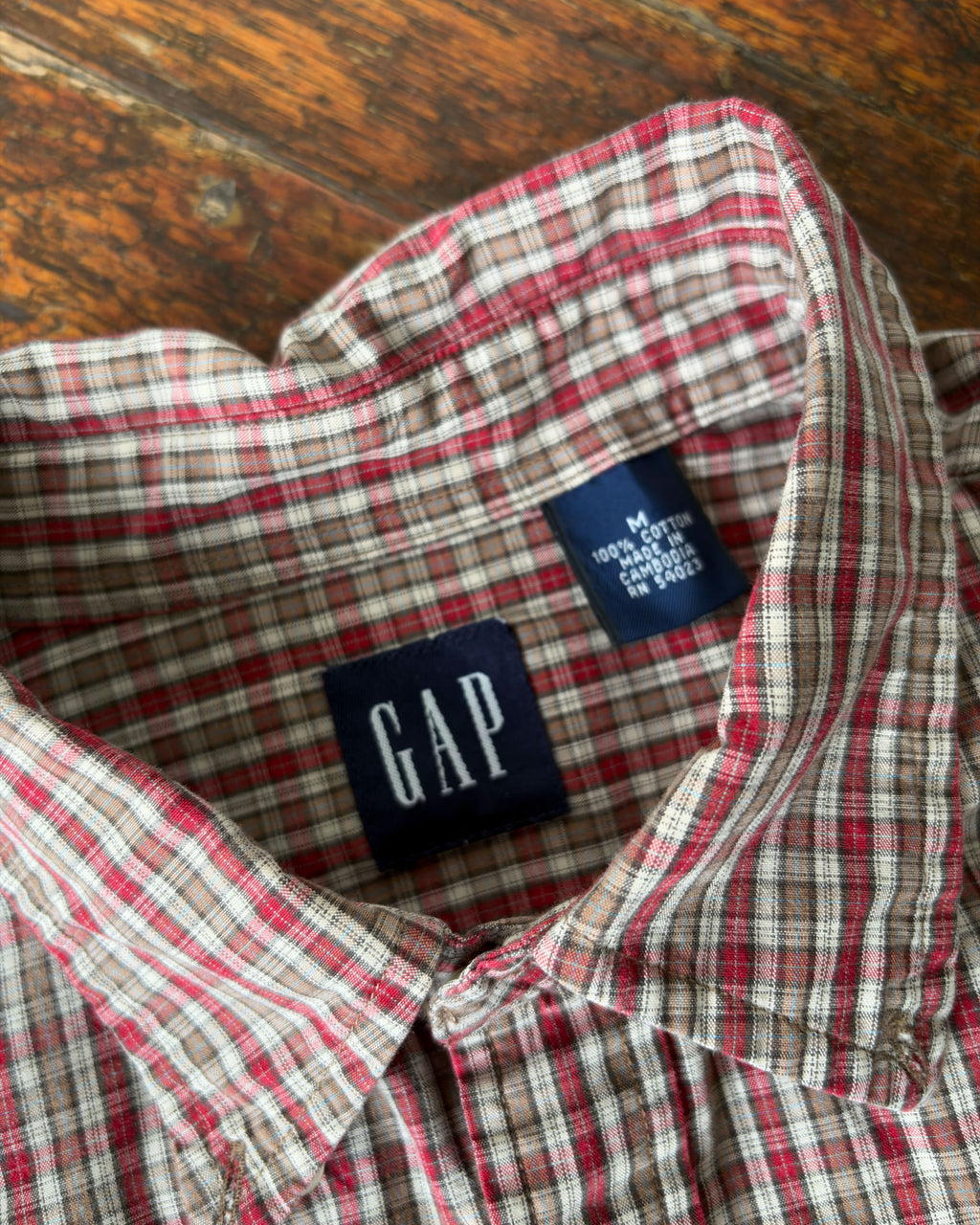 Vintage Gap Plaid Single Pocket Reworked Cropped Button Up Size Medium