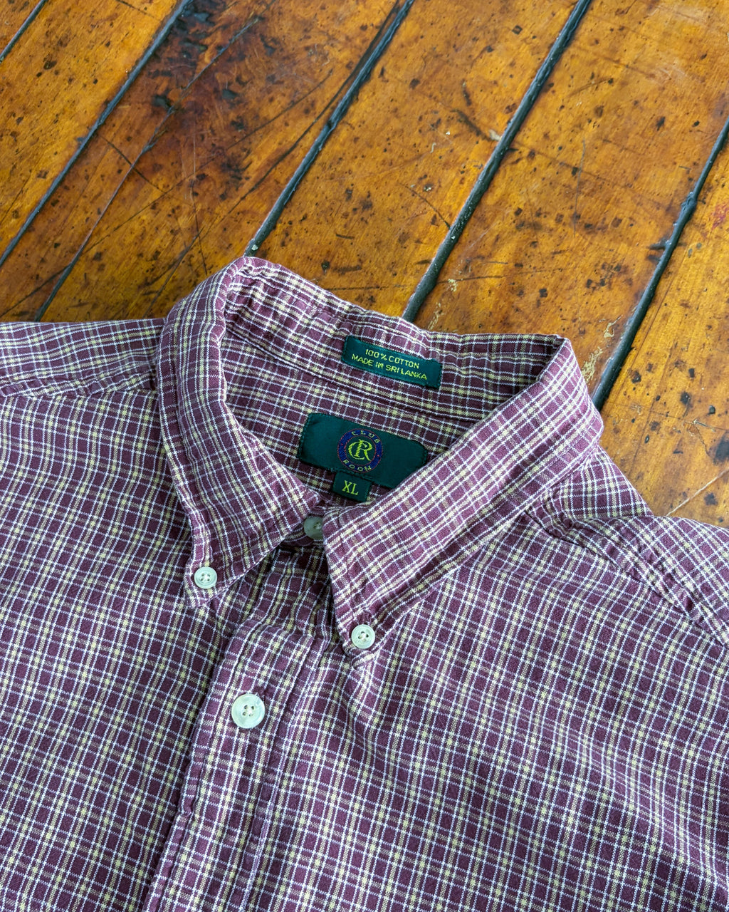 Vintage 90s Club Room Plaid Single Pocket Reworked Cropped Button Up Size XL