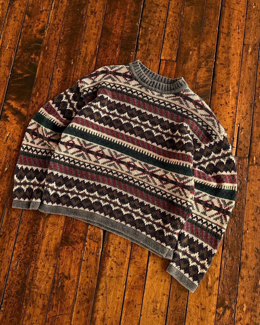 Vintage Abercrombie & Fitch Abstract Print Pullover Print Knit Sweater Size Medium