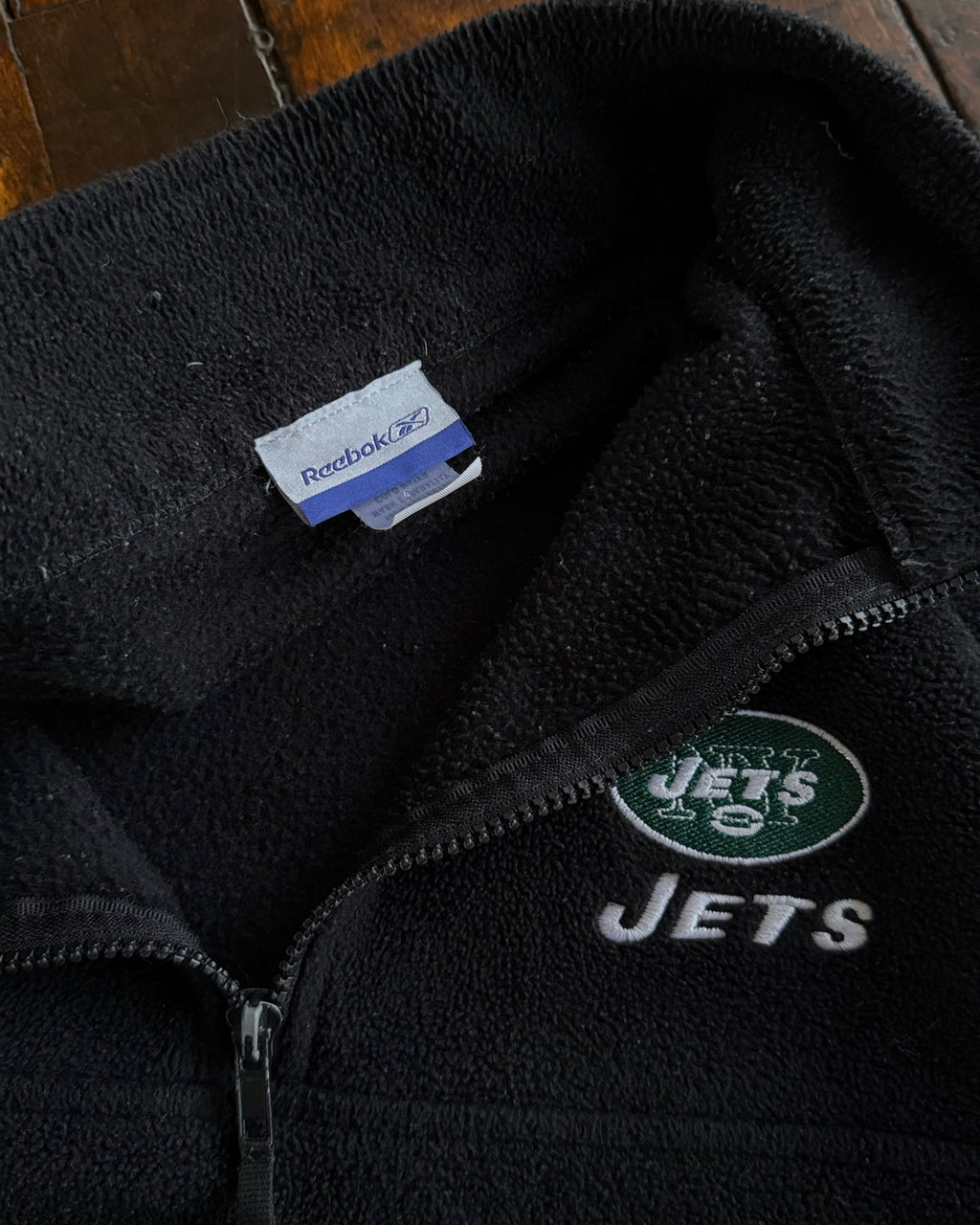 Vintage New York Jets NFL Embroidered Spellout 1/4 Zip Fleece Sweatshirt Size 2XL