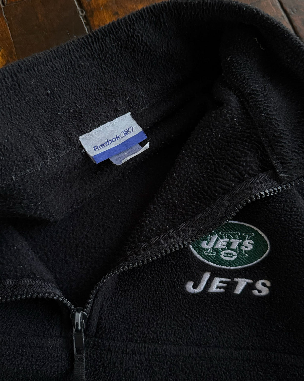 Vintage New York Jets NFL Embroidered Spellout 1/4 Zip Fleece Sweatshirt Size 2XL