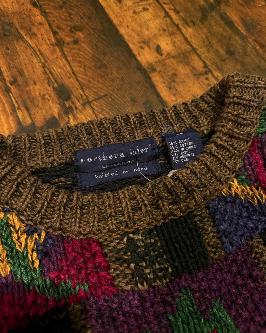 Vintage 90s Northern Isles Abstract Pattern Print Pullover Knit Sweater Size XL