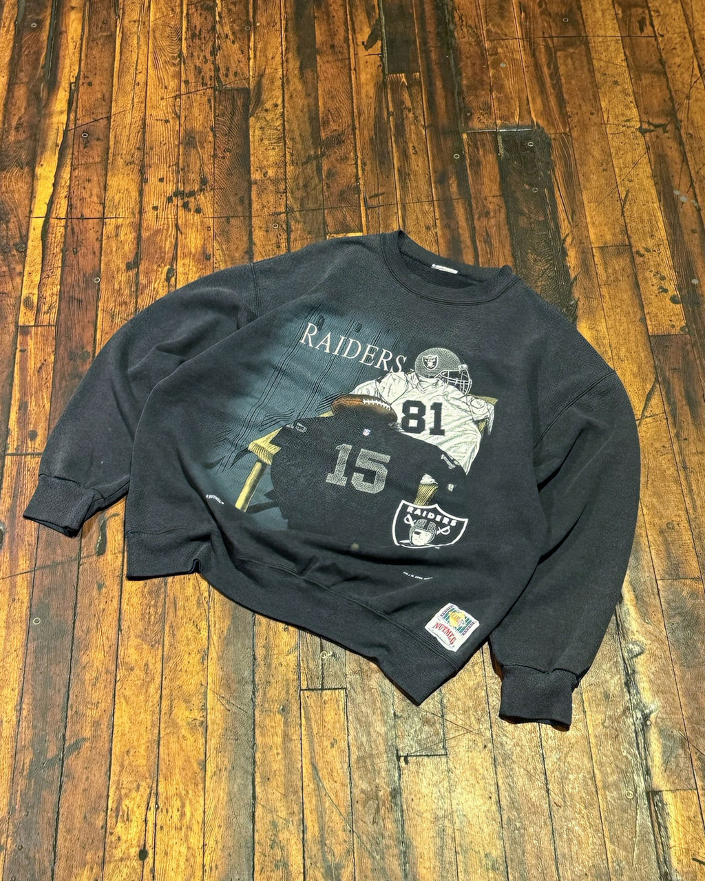 Vintage 1994 Oakland Raiders NFL Equipment Graphic Football Sweatshirt Size Large
