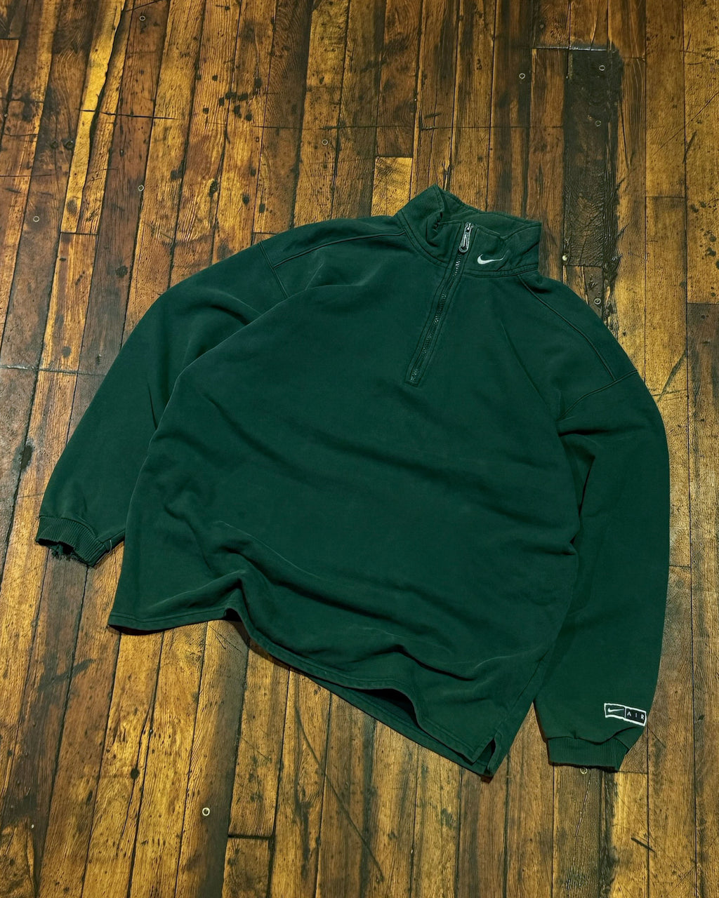 Vintage 90s Nike Earth Tone Embroidered Swoosh 1/4 Zip Sweatshirt Size Large
