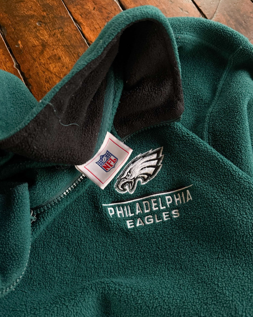 Vintage Philadelphia Eagles NFL Embroidered Logo 1/4 Fleece Sweatshirt Size Large
