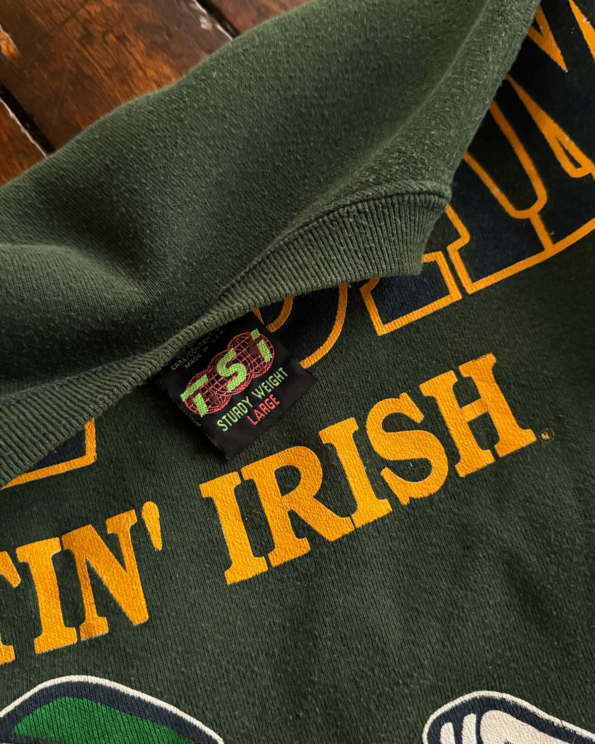 Vintage 90s Notre Dame Fighting Irish Big Spellout Collegiate Sweatshirt Size Large
