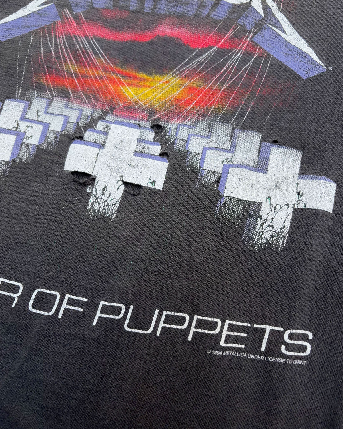 Vintage 1994 Metallica Master Of Puppets Rock Music Distressed Band T-Shirt Size Large