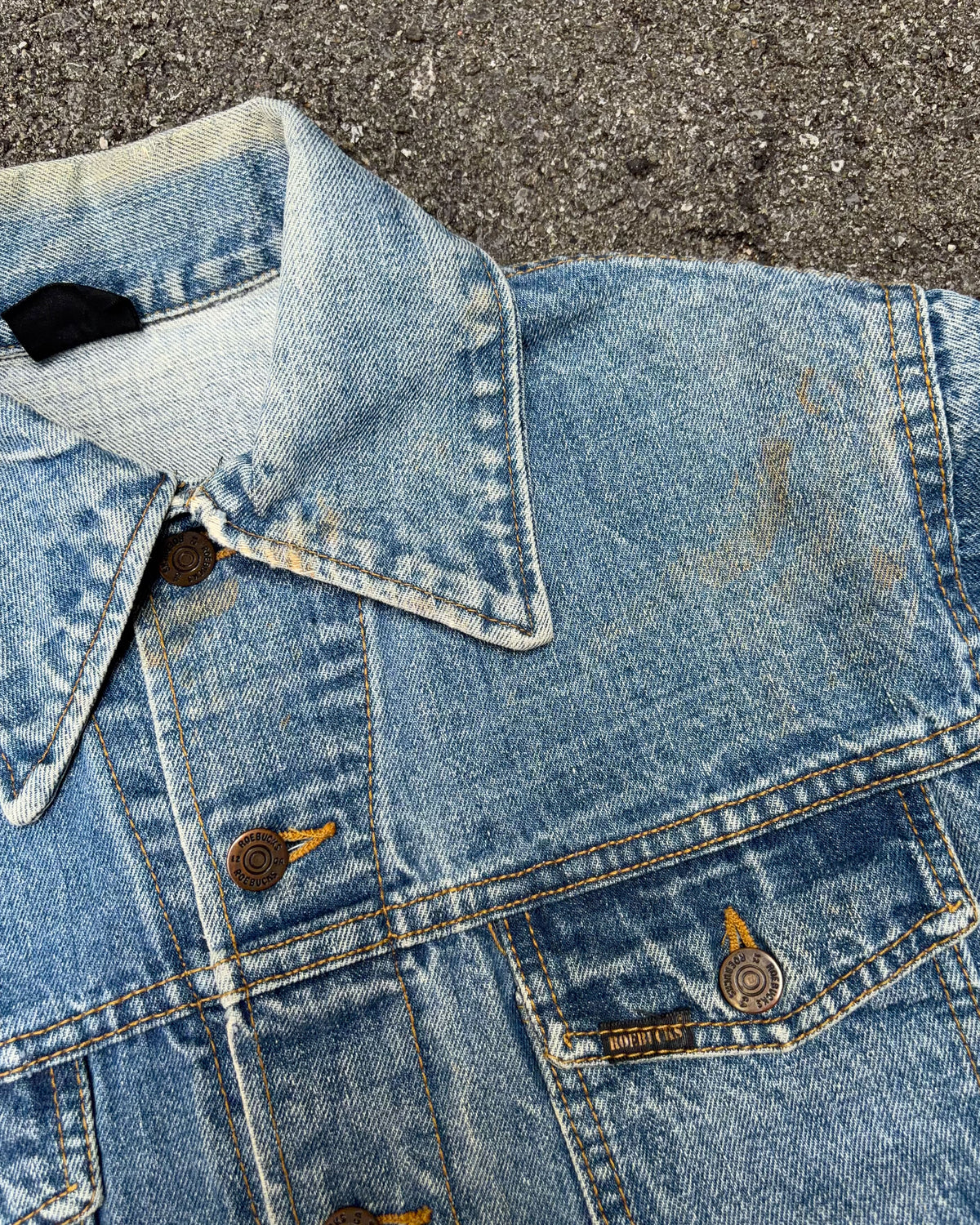 Vintage 1970s Roebucks Light Wash Denim Type 3 Style Denim Jacket Size Small
