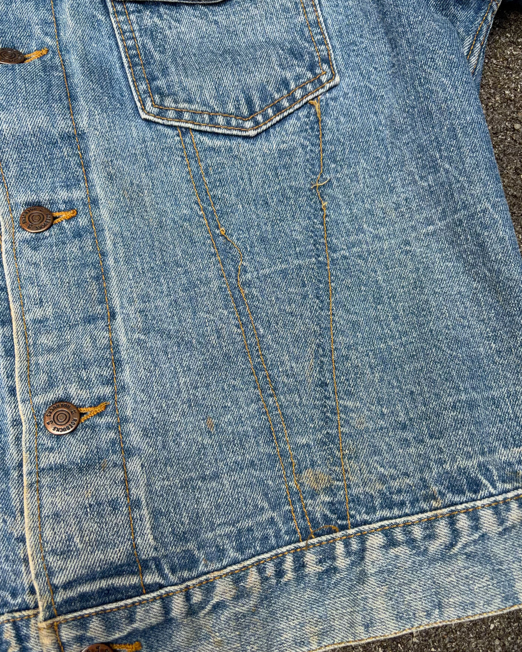 Vintage 1970s Roebucks Light Wash Denim Type 3 Style Denim Jacket Size Small