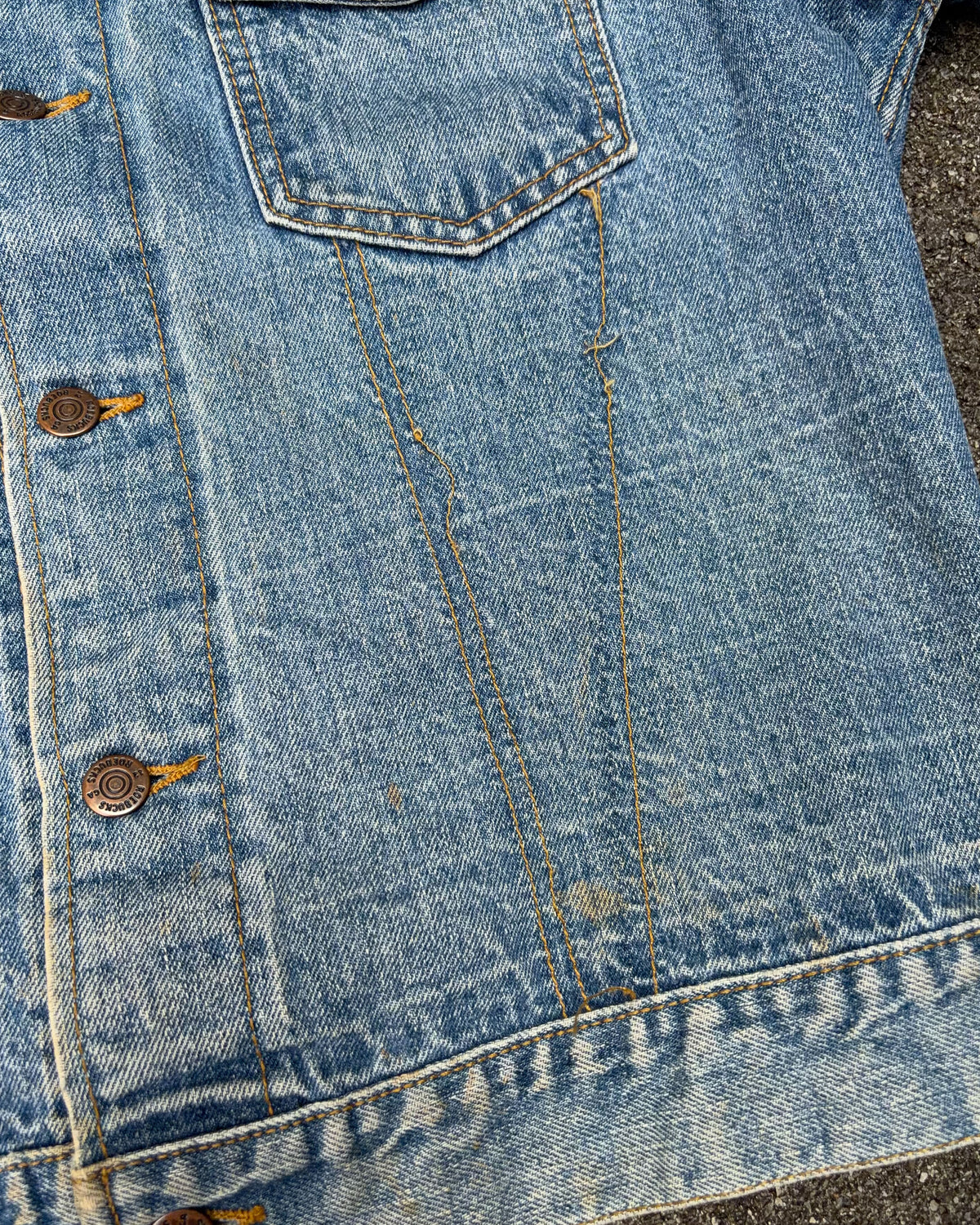 Vintage 1970s Roebucks Light Wash Denim Type 3 Style Denim Jacket Size Small
