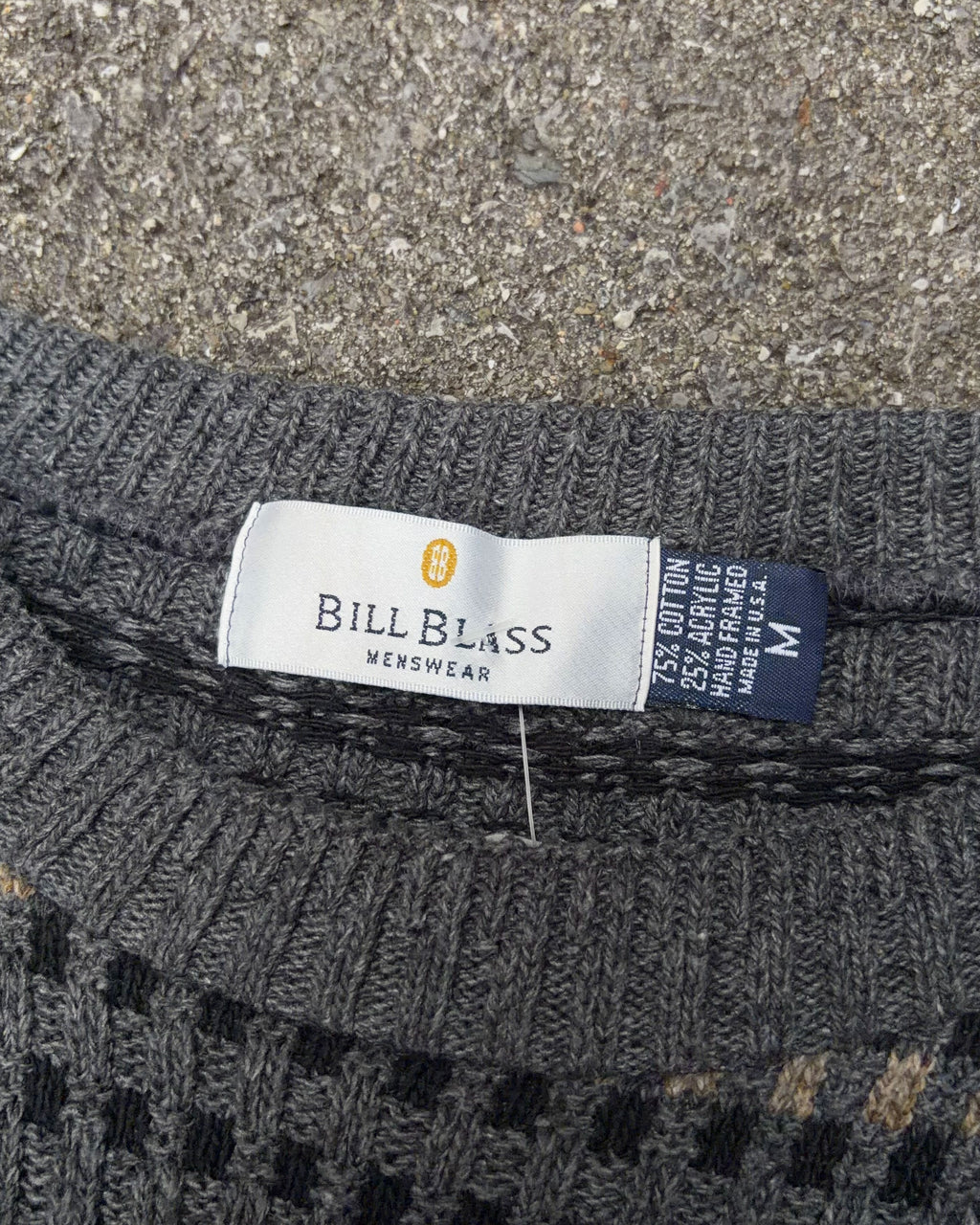 Vintage Bill Blass Abstract Print Pullover Ribbed Knit Sweater Size Medium