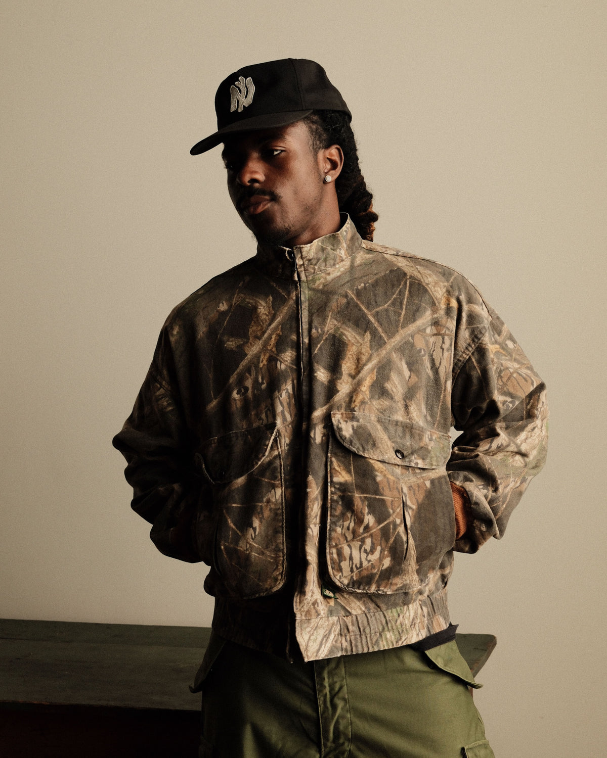 Vintage 90s Mossy Oak Shadow Branch Tree Camo Hunting Full Zip Jacket Size Medium