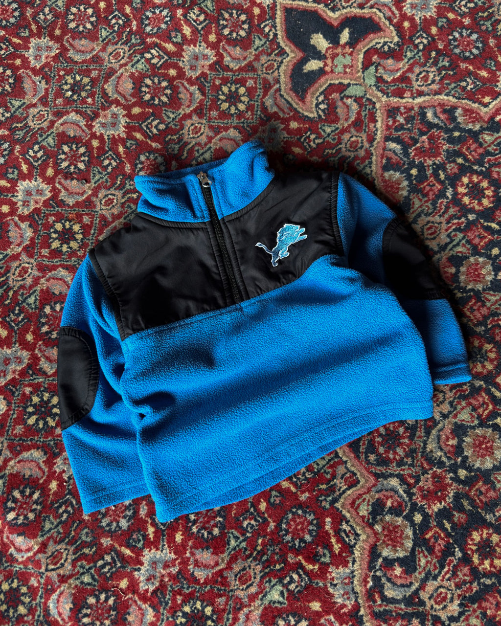 Vintage Youth Detroit Lions NFL Embroidered Logo 1/4 Zip Fleece Sweatshirt Size 2T